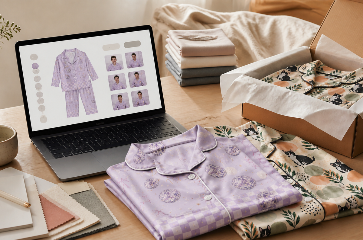 Personalized custom pajama order prepared online