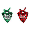 Pet Christmas Bandana - Green Plaid and Red Buffalo Plaid Merry Christmas Antlers