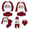 Snowflake Cartoon Dog Christmas Party Family Matching Pajamas - Red & White Plaid Set