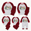 Snowflake Cartoon Dog Christmas Party Family Matching Pajamas - Red & Gray Plaid Set