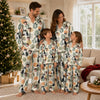 Boho Cream Beige Organic Shapes Custom Long Pajama Set for Cat Lovers