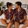 Classic Burgundy Snowflake Tile Grid Custom Short Pajama Set
