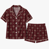 Classic Burgundy Snowflake Tile Grid Custom Short Pajama Set