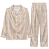 Classic Cream Windowpane Grid Custom Long Pajama Set