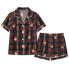 Classic Dark Navy Windowpane Plaid Custom Short Pajama Set