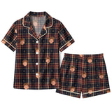 Classic Dark Navy Windowpane Plaid Custom Short Pajama Set
