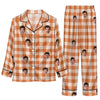 Classic Orange Gingham Grid Custom Long Pajama Set