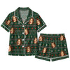 Cozy Forest Green Fair Isle Bands Custom Short Pajama Set