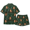 Cozy Forest Green Fair Isle Bands Custom Short Pajama Set