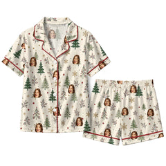 Cozy Ivory Pine Sprig Scatter Custom Short Pajama Set