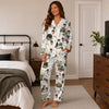 Cozy Ivory White Still Life Custom Long Pajama Set for Cat Lovers