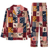 Cozy Multicolor Patchwork Medley Custom Long Pajama Set for Dog Lovers