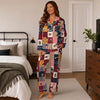 Cozy Multicolor Patchwork Medley Custom Long Pajama Set for Dog Lovers