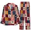 Cozy Multicolor Patchwork Medley Custom Long Pajama Set for Dog Lovers
