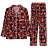 Cozy Red Black Tartan Grid Custom Long Pajama Set