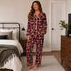 Cozy Red Black Tartan Grid Custom Long Pajama Set