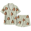 Cozy Sage Green Gingham Holly Toss Custom Short Pajama Set