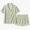 Cozy Sage Green Gingham Holly Toss Custom Short Pajama Set