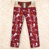 Football sports pajama pants flat lay on soft rug, custom name and number print
