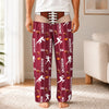 Man wearing personalized football pajama pants with custom name and number