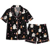 Cute Black Starry Figures Custom Short Pajama Set