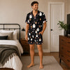 Cute Black Starry Figures Custom Short Pajama Set