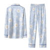 Cute Blue Petal Scatter Custom Long Pajama Set