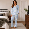 Cute Blue Petal Scatter Custom Long Pajama Set