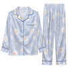 Cute Blue Petal Scatter Custom Long Pajama Set
