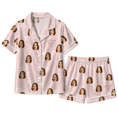 Cute Blush Pink Dainty Bow Scatter Custom Short Pajama Set