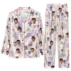 Cute Ivory Panel Patchwork Custom Long Pajama Set