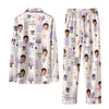 Cute Ivory Panel Patchwork Custom Long Pajama Set