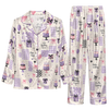 Cute Ivory Panel Patchwork Custom Long Pajama Set