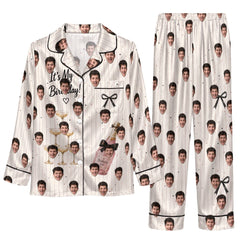 Cute Ivory Ribbon Doodles Custom Long Pajama Set
