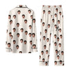 Cute Ivory Ribbon Doodles Custom Long Pajama Set