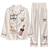 Cute Ivory Ribbon Doodles Custom Long Pajama Set