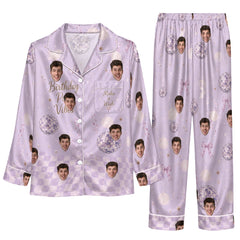 Cute Lavender Medallion Pattern Custom Long Pajama Set