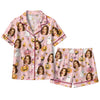 Cute Light Pink Rounded Motifs Custom Short Pajama Set