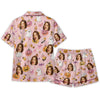 Cute Light Pink Rounded Motifs Custom Short Pajama Set