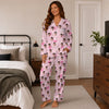 Cute Pink Bow Scatter Custom Long Pajama Set