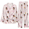 Cute Pink Crown Scatter Custom Long Pajama Set