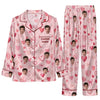 Cute Pink Fruit Print Custom Long Pajama Set