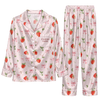 Cute Pink Fruit Print Custom Long Pajama Set