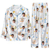 Cute White Baby Blue Toy Scatter Custom Long Pajama Set