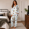 Cute White Baby Blue Toy Scatter Custom Long Pajama Set