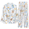 Cute White Baby Blue Toy Scatter Custom Long Pajama Set