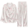 Cute White Bow Motifs Custom Long Pajama Set