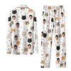 Cute White Face Medley Custom Long Pajama Set for Cat Lovers