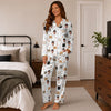 Cute White Face Medley Custom Long Pajama Set for Cat Lovers