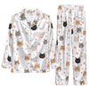 Cute White Face Medley Custom Long Pajama Set for Cat Lovers